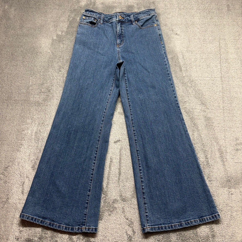 INC Wide Leg Jeans Womens 10P Blue Excellent High Rise Denim Zip Fly 844